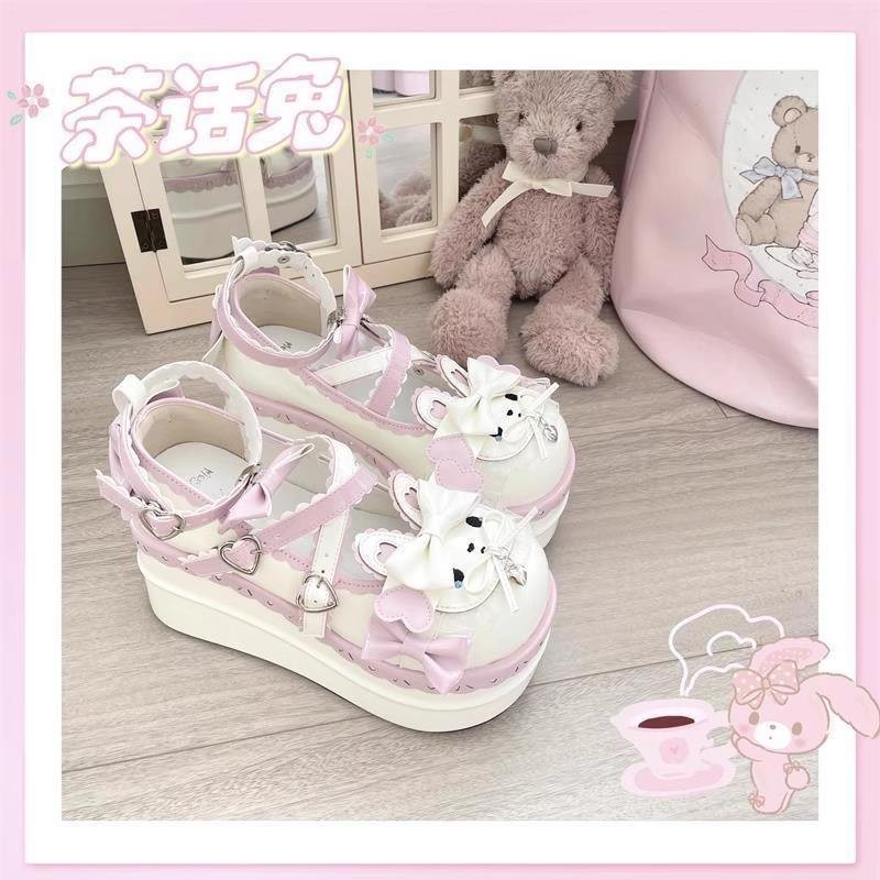 Tea Talk Rabbit น่ารักต้นฉบับ Lolita Single Shoes Lolita Princess Dress Lo Shoes หวานสาว ๆ