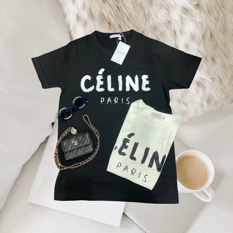 STF_SHOPเสื้อยืด แขนสั้น คอกลม งานคอป้าย ผ้าคอตตอน ใส่สมาย ไม่ร้อน ระบายอากาศได้ดี งานลายแฟชั่น #CL