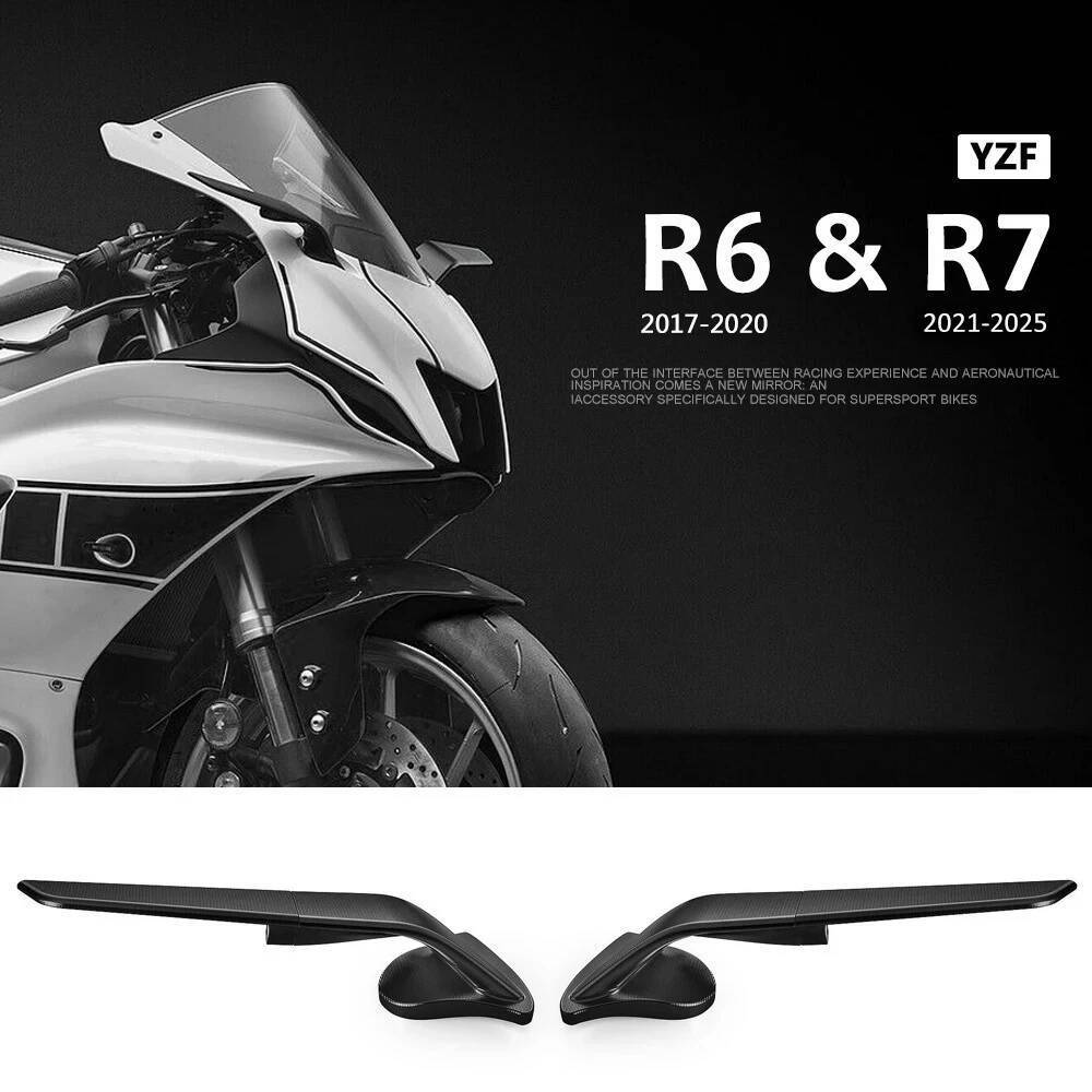 อุปกรณ์มอเตอร์ไซค์ กระจกมองหลังด้านข้างสีดํา 360° หมุนได้สําหรับ YAMAHA YZF R6 r6 2017-2020 YZF R7 r