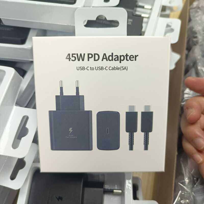 เหมาะสําหรับ Samsung Original Fast Charger มาตรฐานยุโรป 45W ชุด PD Fast Charger W25 w24 Charger