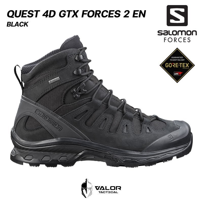 ♞,♘,♙Salomon - Quest 4D GTX Forces 2 EN [Black] รองเท้าเดินป่า ทหาร คอมแบท รองเท้าผู้ชาย วัสดุกันน้