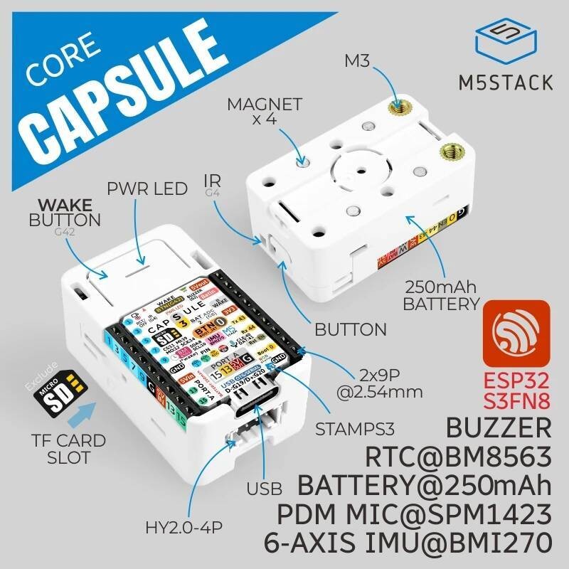 M5Stack Official M5Capsule Kit พร้อม M5StampS3 IOT