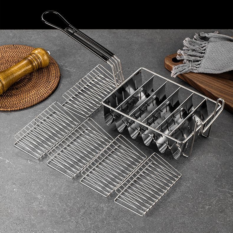 ♞เม็กซิกัน Tucker V-Fmage Mold Creative Tace Crepe Frying Basket Pankake Corn Set-Up Tool Tool Tool