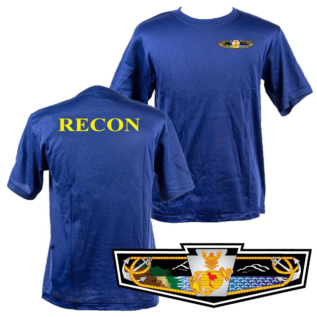 เสื้อยืดสีกรมท่า สกรีนลาย รีคอน RECON