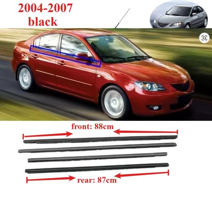 4 Pcs Sedan Black Outside Windows Glass Rubber for Mazda 3 Saloon 2004-2007 Weatherstrip Seal BS1A-