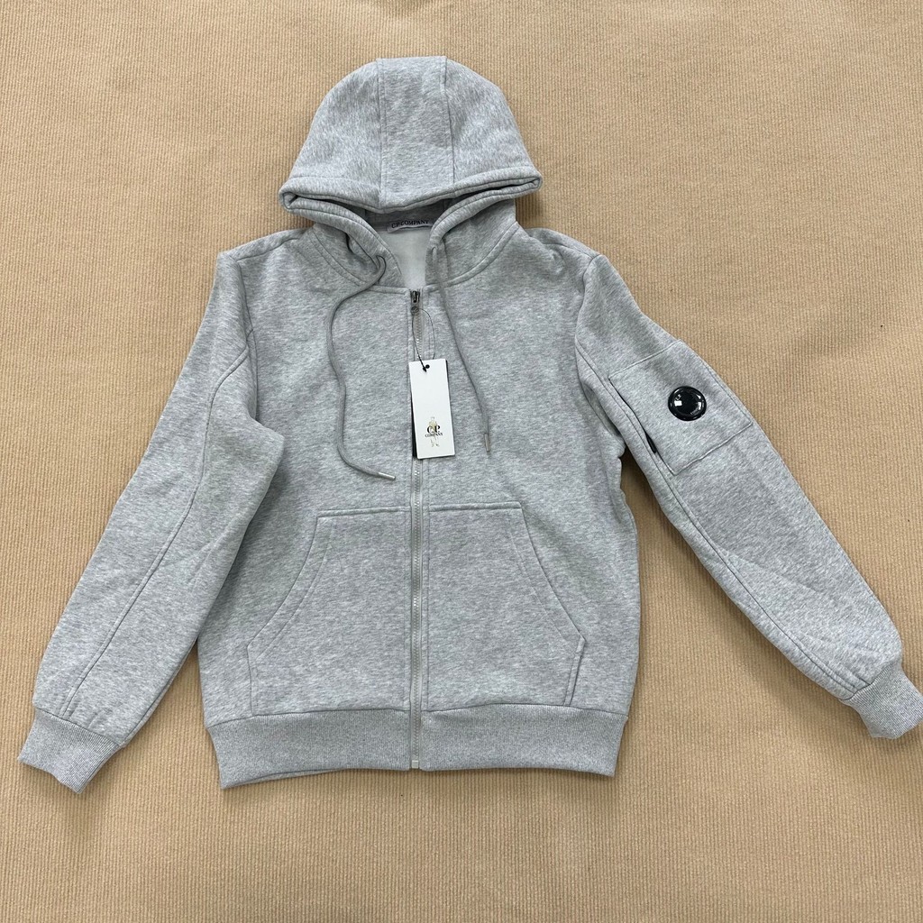 CP Company COMPANY คาร์ดิแกน Ins Plus เสื้อกันหนาวมีฮู้ดกํามะหยี่ผู้ชายและผู้หญิงป้ายเลนส์เดียวกันขน