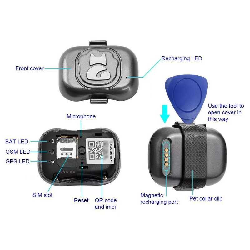 GPS สมาร์ทปลอกคอแมวสุนัข Locator IP67 สัตว์เลี้ยงกันน้ํา Anti-Lost Tracker สามารถใช้ได้เท่านั้น Abro