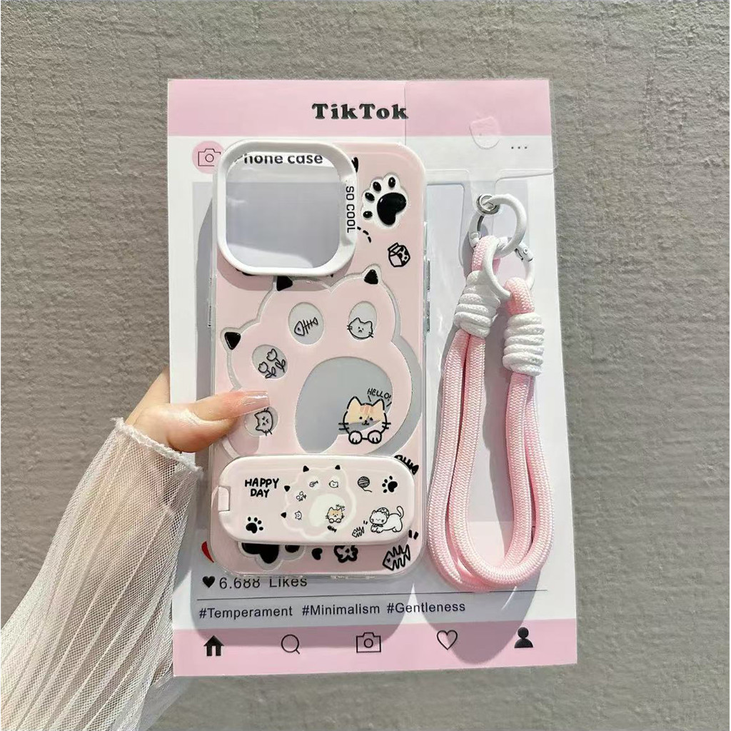 หรูหราแมวน่ารัก paw พับกระจก bracke สร้อยข้อมือ IMD นุ่มสําหรับ Honor X9B X6B X9A 90 400 Lite 200 Pro X7B X7A X8A X5 Plus X9C สมาร์ท 5G