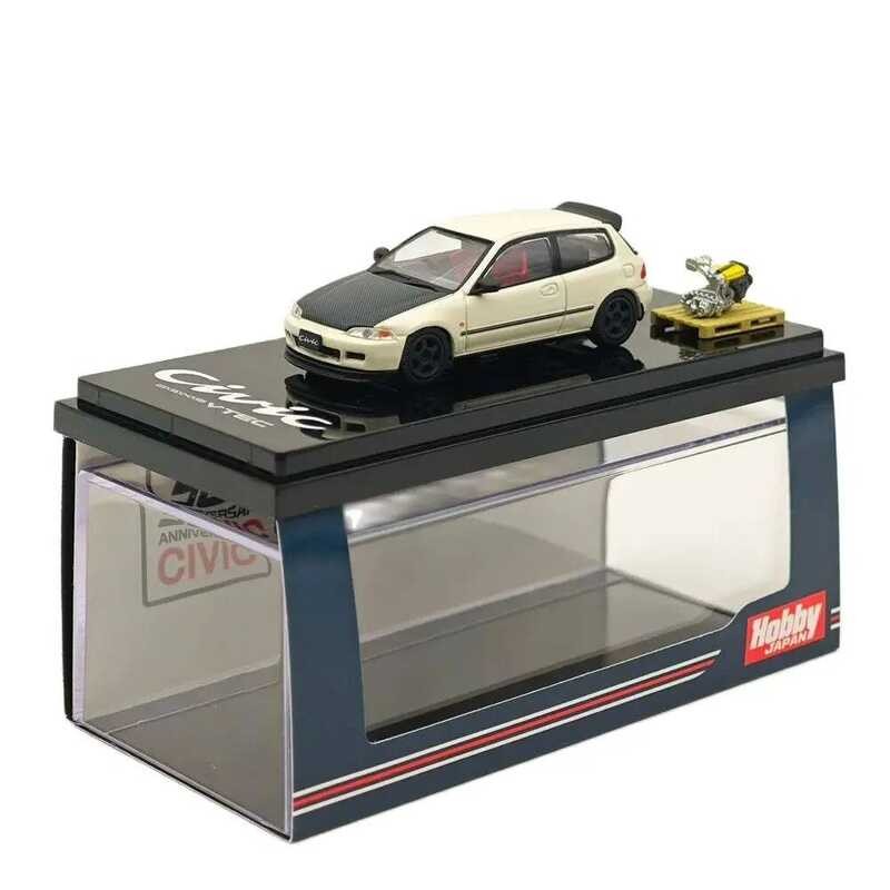 C Hobby Japan 1:64 CIVIC (Eg6) JDM Style Customized Version With Engine Display Model White Hj64201