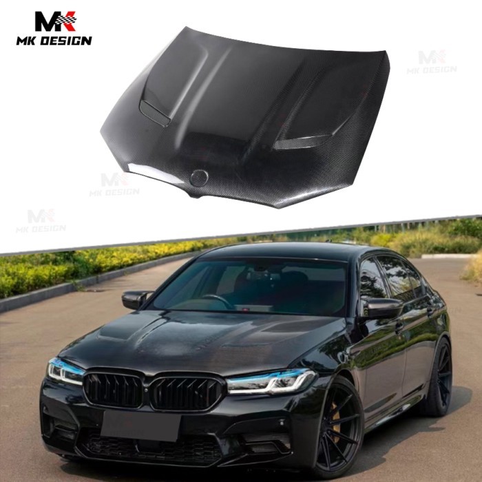 Carbon Fiber CS Style Front Engine Hood Bonnet Replacement for BMW 5 Series F90 M5 2018+ Front Hood