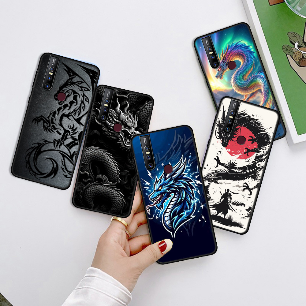 เคสโทรศัพท์สีดําแบบนุ่มสําหรับ Vivo V1819 V15 Pro SX14 Dragon caseg