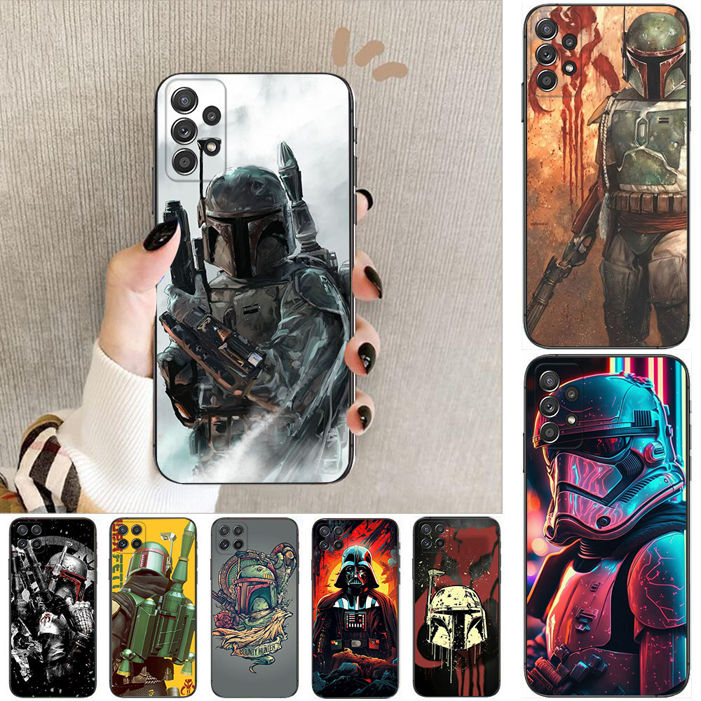 Samsung A01 EU A02 M02 F56 A03S A04 s A5 2017 A6 A7 A8 A9 Plus 2018 Z5 Boba Fett เคสโทรศัพท์สีดํานุ่