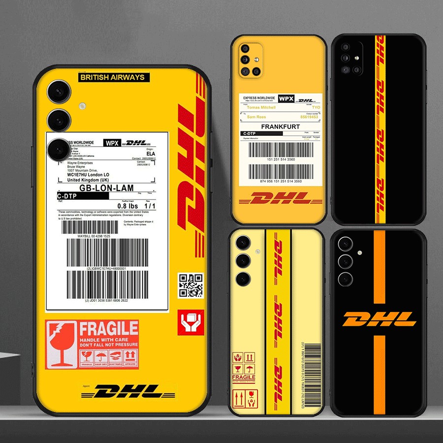 SAMSUNG Y-16DHL Express labelสําหรับSamsung S6 S7 Edge S8 S9 Plus S10 S10Eเคสโทรศัพท์TPUซิลิโคนสีดํา