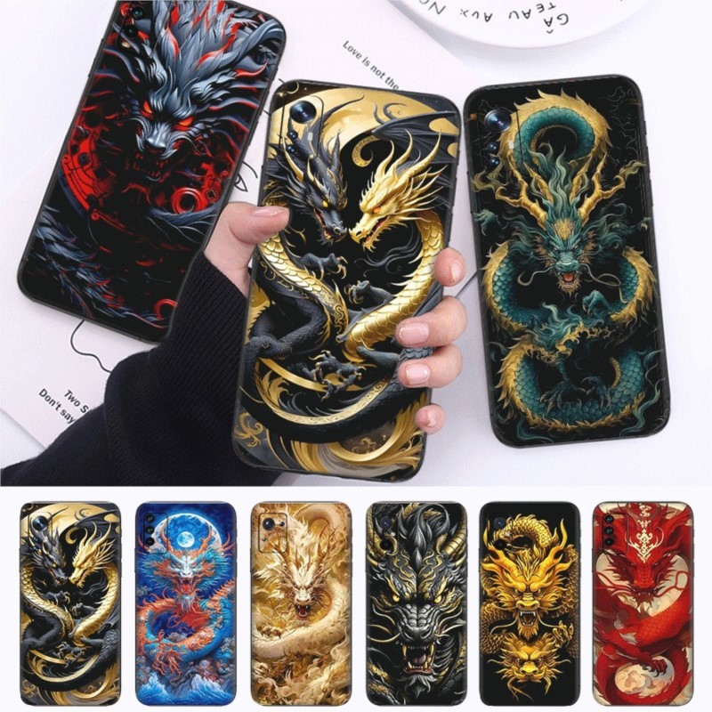 Redmi 6 6A Pro 7 7A 8 8A 9 9A 9C 9T NFC TPU ความเข้ากันได้นิ่มซิลิโคนโทรศัพท์ฝาครอบป้องกันจีนลายมังก