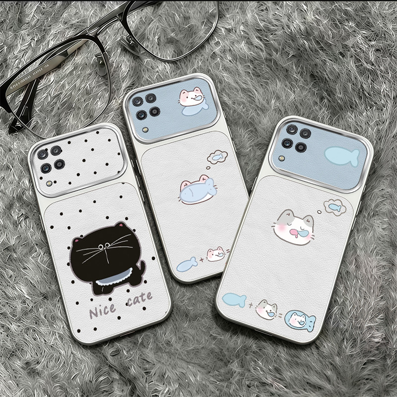 เหมาะสําหรับ Samsung A12 A22 4G 5G เคสโทรศัพท์ดีไซน์ใหม่ปลาขนาดเล็กลายแมวปลอกกันกระแทก TPDT21