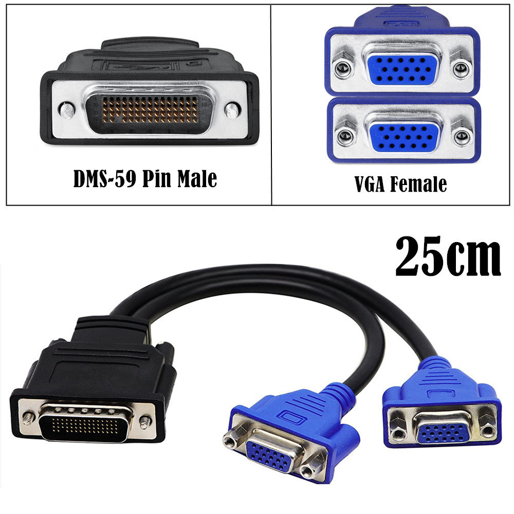 ด้าย DVI เป็น Dual VGA 59 พิน 59 Pin to 2 VGA Cable DVI Graphics Card Conversion Cable.Graphics Card