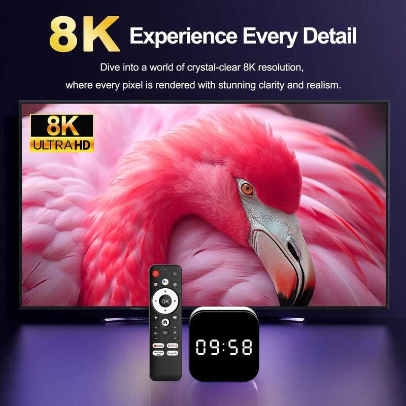 ▥ H96 MAX H728 Android 14 Octa Core 4Gb + 128Gbสมาร์ททีวีกล่องwifi6 8K HD BT 1000M LAN Media Pl