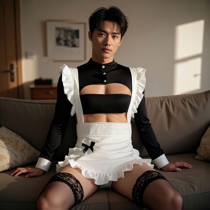 [จัดส่งส่วนตัว] 50-85kg Male Servant Dress ชุดชั้นในเซ็กซี่เซ็กซี่คอสเพลย์เครื่องแบบ