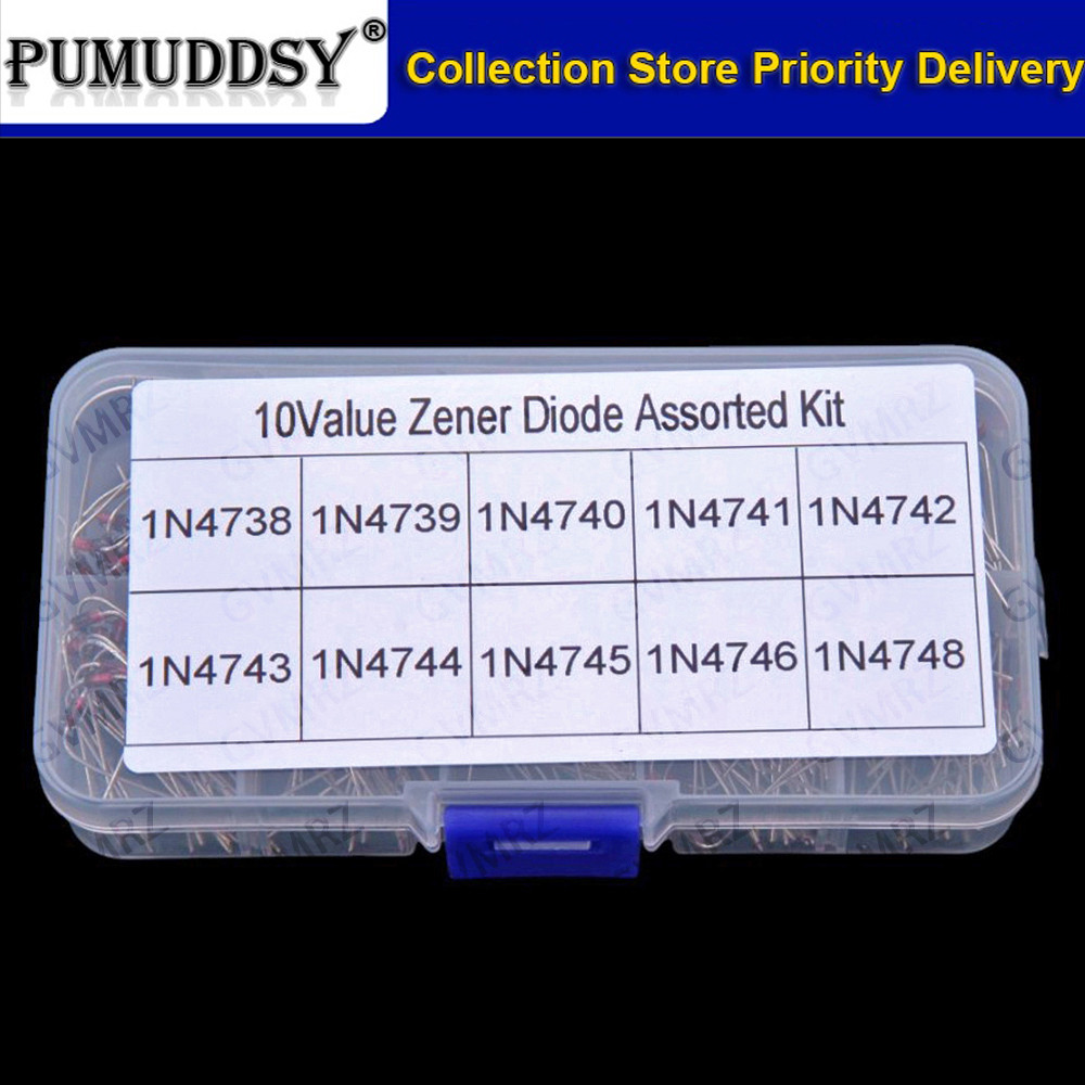 ไดโอดสารพัน 10Value Zener ชุด 1N4738 1N4739 1N4740 1N4741 1N4742 1N4743 N4745 1N4746 1N4748 แต่ละ 20