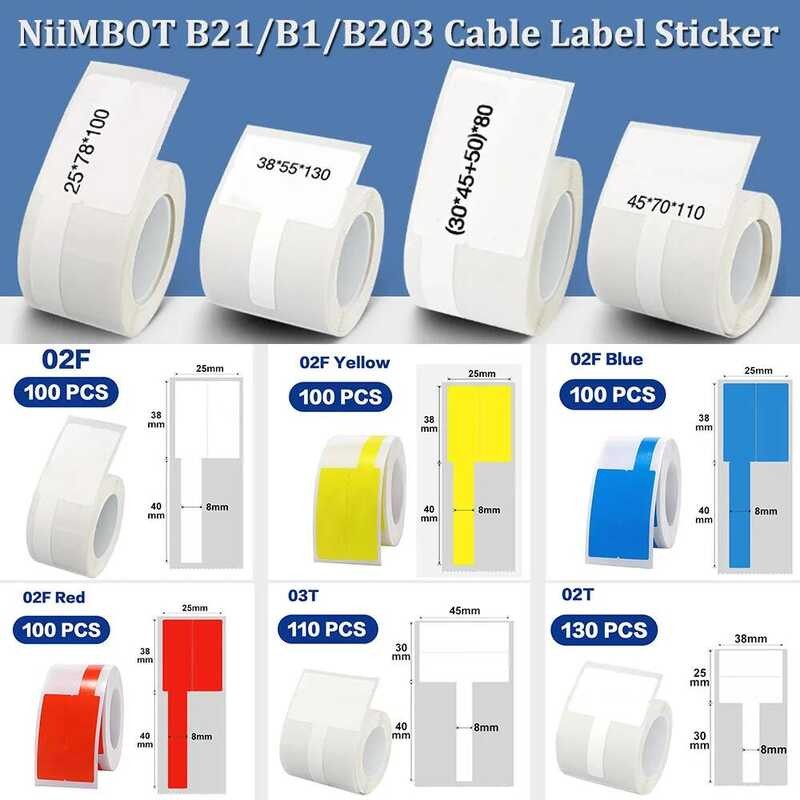 NiiMBOT B21 B1 B3S กระดาษสําหรับสายเคเบิลไฟเบอร์ออปติกเทปกาวหางเครือข่ายความปลอดภัยสวิทช์สติกเกอร์ฉล
