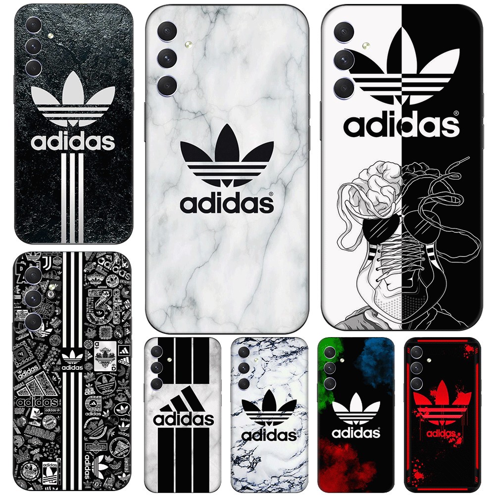 F69 ไอเดียแบรนด์อินเทรนด์ Adidas สําหรับ Samsung S6 S7 S8 S9 Edge Plus TPU Spot Black Plastic Soft C