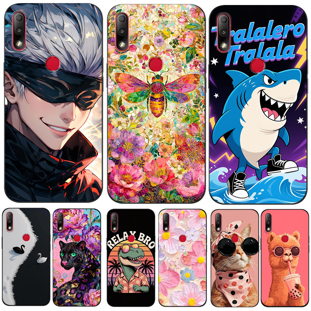 สําหรับ ASUS Zenfone max ZB634KL เคสโทรศัพท์ฝาหลังซิลิคอนสีดํา Tpu ดอกไม้น่ารักความงามแมวฉลามสุนัข