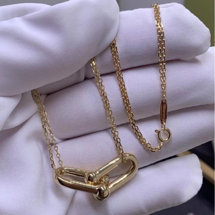 Best 2.24gram】️COD 18k SAUDI GOLD BEST SELLER】T*/ Double U-shaped Necklace 18k Gold