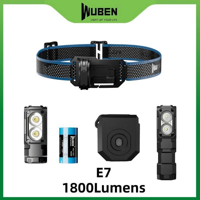 WUBEN E7 ไฟหน้าและไฟฉาย น้ำหนักเบา ชาร์จได้ 1800 Lumens