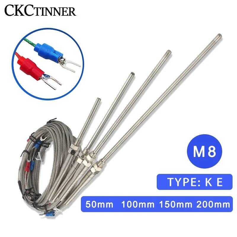 Thermocouple M8 1m 2m 3m 4m 5m ประเภท KEJ PT100 50 มม.150 มม.100 มม.200 มม.Pg Probe สกรูเกลียวสายเคเ