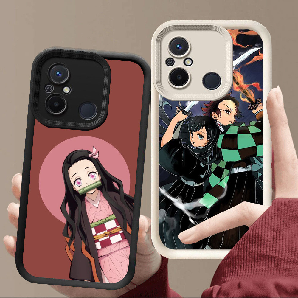 R63 Demon SlayerปลอกสําหรับXiaomi Redmi 9C POCO C31 C55 12C 10Cสีดําและสีขาว