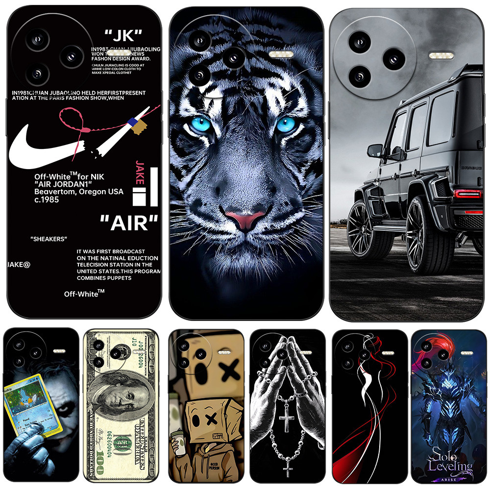 สําหรับ XIAOMI redmi K80 K80PRO กรณีซิลิคอนสีดํารูปแบบรถเสือเงินดอลลาร์ตลก