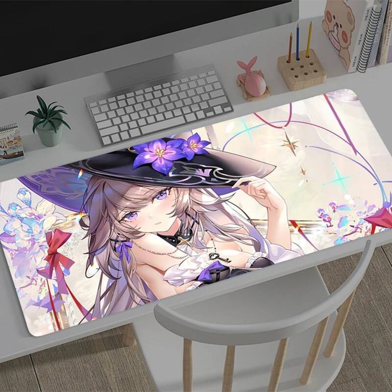 แผ่นรองเมาส์ ใหม่ Honkai: Star Rail Herta แผ่นรองเมาส์ขนาดใหญ่แผ่นรองเมาส์เกมสํานักงานพรมนุ่มกันลื่น