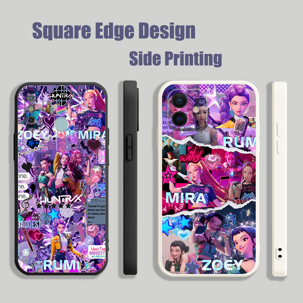 สําหรับRealme C2 C3 8 8i 7i C35 C30 Pro kpop demon hunters rumi Zoy Miira BOF07 เคสโทรศัพท์สแควร์ขอบ