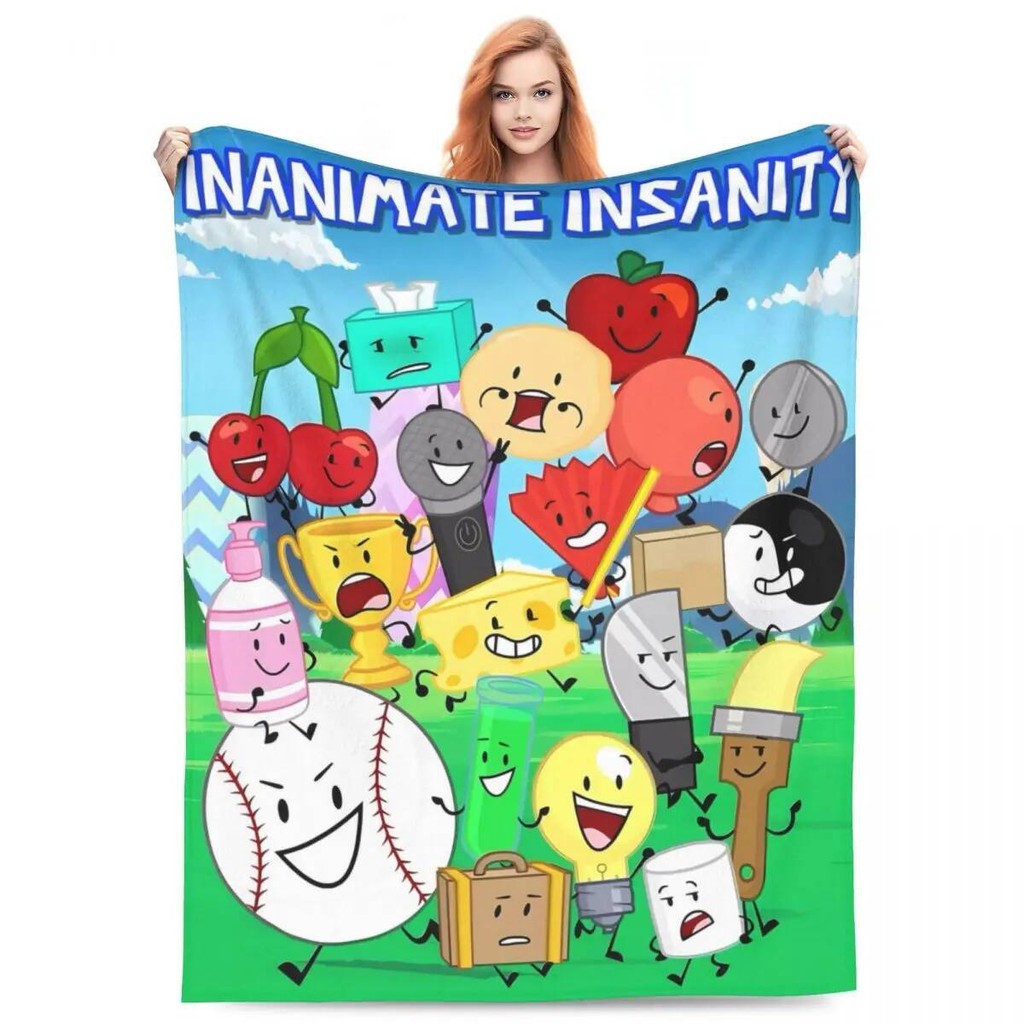 BFDI Inanimate Insanity โปสเตอร์ผ้าห่ม Warm Soft พิมพ์ Plush โยนผ้าห่มสําหรับ Outdoor Camping Flanne