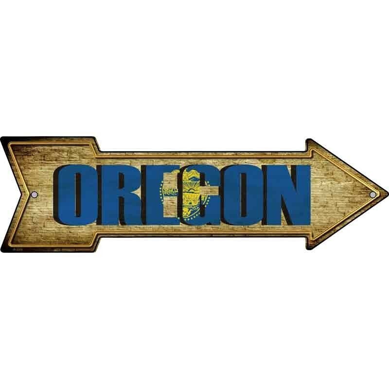 Oregon Novelty Metal Arrow Sign ทิศทาง 17" x 5" Wall Decor