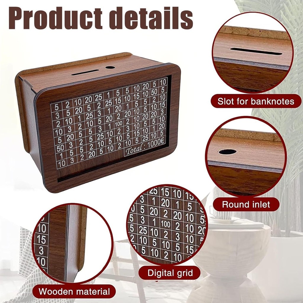 Euro Dollar Wooden Piggy Bank Change Piggy Bank MINEBXWITHR