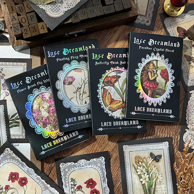 60 ชิ้น/ล็อตแผ่นบันทึกวัสดุกระดาษลูกไม้ Dream book Junk Journal Scrapbooking พื้นหลังตกแต่ง