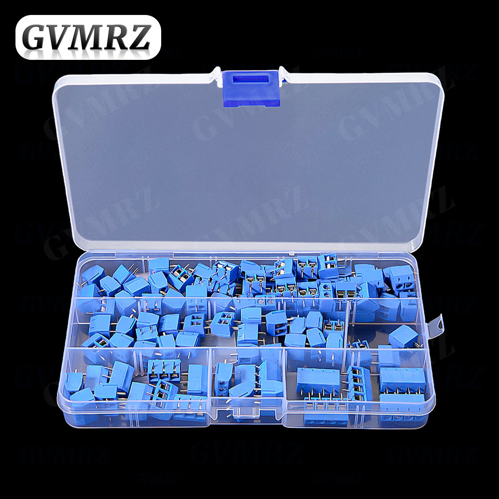 100PCS PCB สกรู Terminal Block Connector KF301 Pitch 5.0 มม.2P 3P 4P Splicable ชุดกล่อง KF301-2 สีฟ้า KF301-2P KF301-3P KF-301