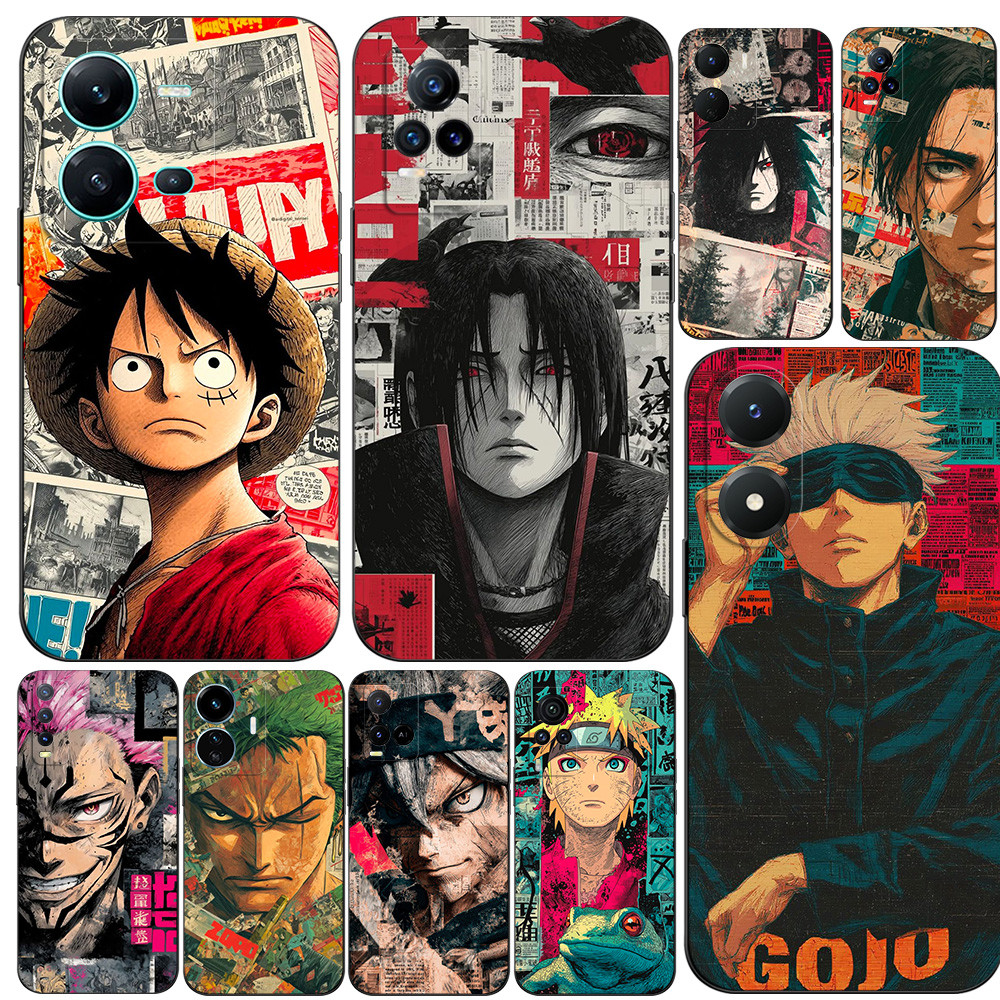 สําหรับ vivo Y71 Y71A Y73S 5G Y76 S7e 5G Y81 Y83 ไม่มีนิ้วพิมพ์หลุมโทรศัพท์ซิลิคอนนุ่มอะนิเมะโปสเตอร