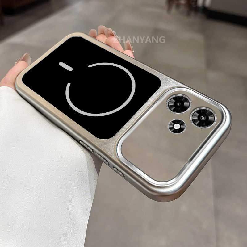 สําหรับ infinix Hot 30 Hot 30i Hot 30 Play Electroplated โปร่งใสหน้าต่างขนาดใหญ่สีพื้นหลังเคสโทรศัพท์ความงามซิลิโคน TPU minimalist soft Case