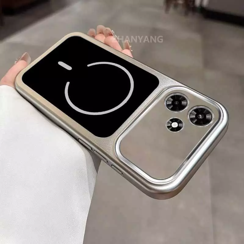 สําหรับ infinix Hot 30 Hot 30i Hot 30 Play Electroplated โปร่งใสหน้าต่างขนาดใหญ่สีพื้นหลังเคสโทรศัพท์ความงามซิลิโคน TPU minimalist soft Case