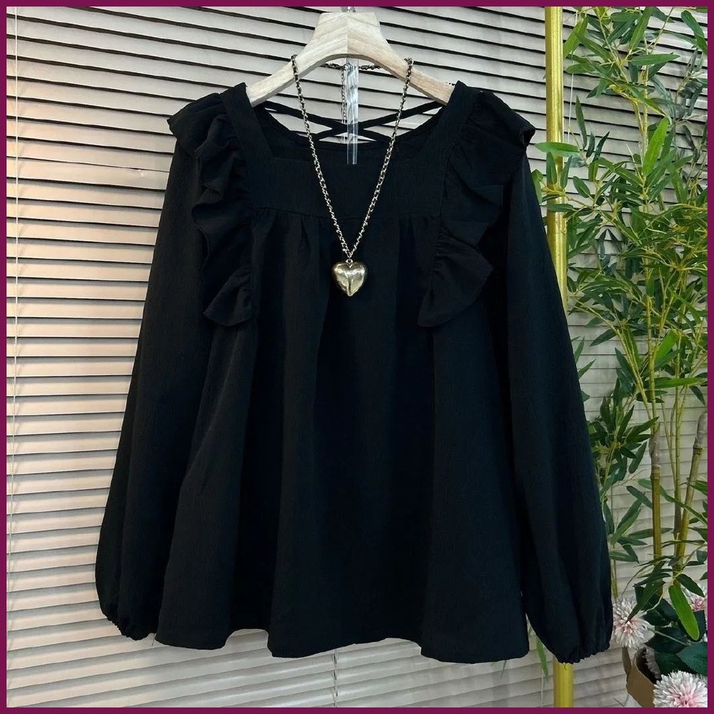 เสื้อเชิ้ตผู้หญิงคอ แขนยาว สไตล์เกาหลี ลายดอก หวานสดใส เรียบง่าย 2025 ฤดูใบไม้ผลิ ใหม่