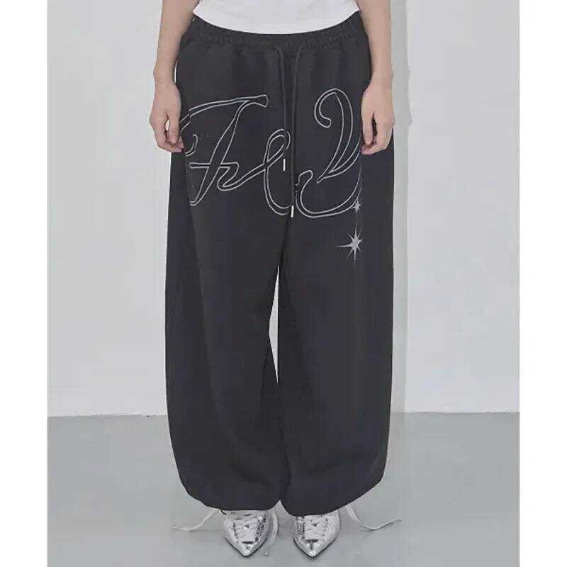 ▥ ฤดูร้อนใหม่ High Street Casual กางเกงผู้หญิงหลวมตรงขากว้าง Retro อินเทรนด์ยาวกางเกงแฟชั่นกางเ