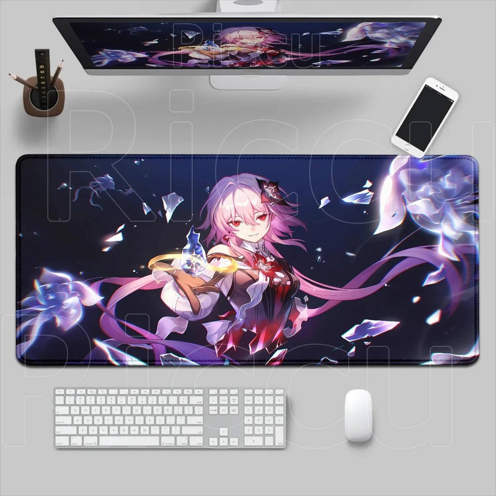 HD พิมพ์ Evernight แผ่นรองเมาส์ Honkai Star Rail เกมอะนิเมะสาวน่ารักมีนาคม 7th Mousepad แล็ปท็อป Gaming PC 40x90 ซม.โต๊ะ Mat