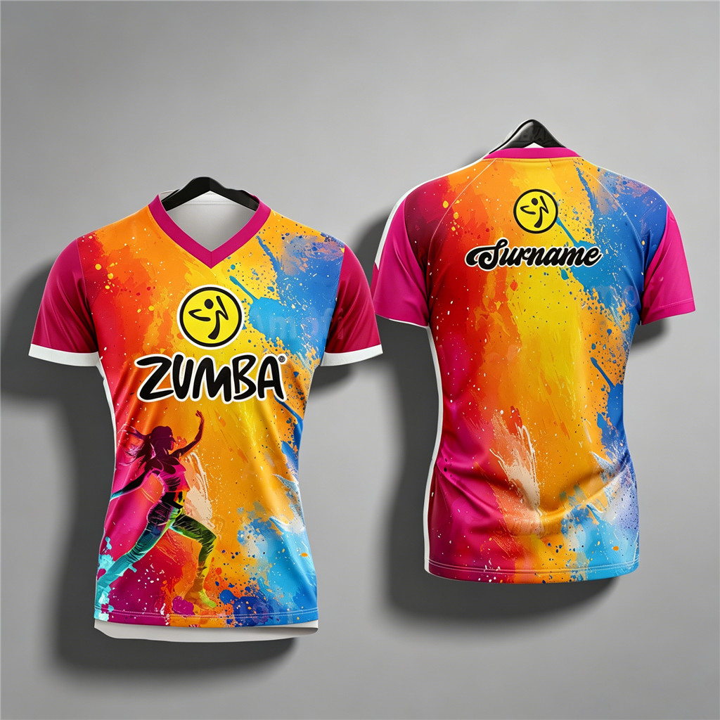 Breathable Quick‐Drying Full Sublimation 2026 Love Zumba V คอที่กําหนดเองชื่อ Jersey เสื้อยืดสําหรับ