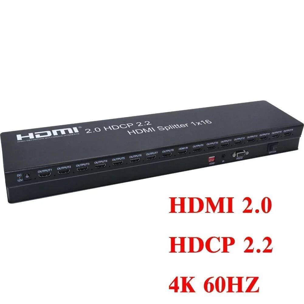 4K 60Hz HDMI 2.0 1x16 HDMI Splitter Video จําหน่าย One To Multi Screen Share Display 1080P สําหรับกล