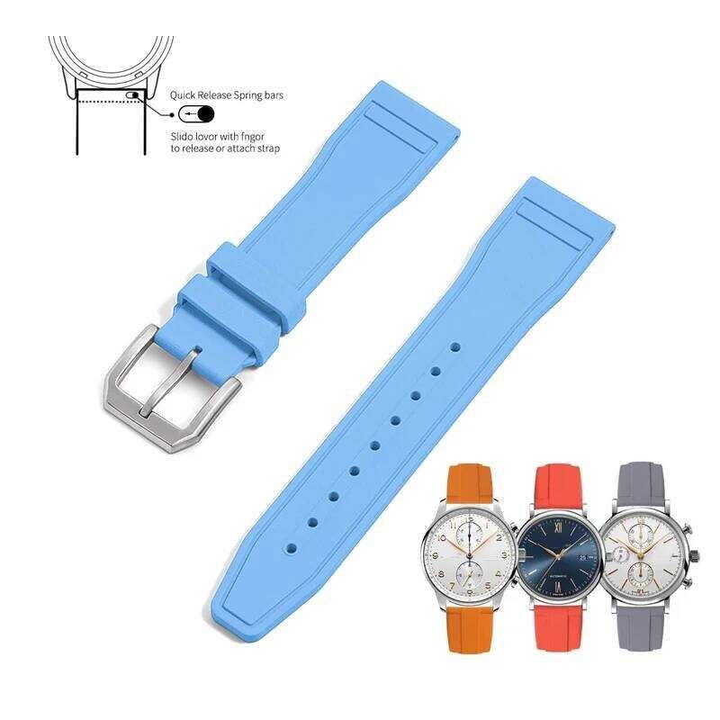 C Premium Grade Fluororubber FKM 20Mm 21Mm 22Mm Watch Strap Diving Waterproof Quick Release Watchba