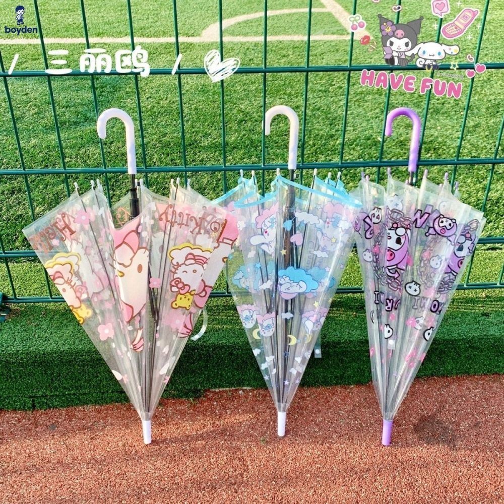 ร่มอัตโนมัติ SANRIO พิมพ์ลายซันนี่ โปร่งใส ด้ามยาว