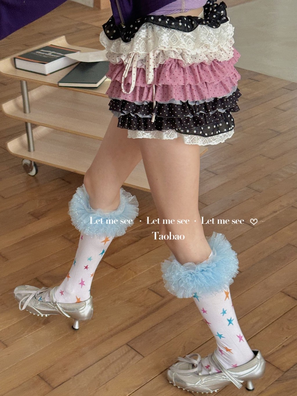 ถุงเท้าฝ้ายลูกไม้สีขาวแบบแฟนตาซีสำหรับผู้หญิง