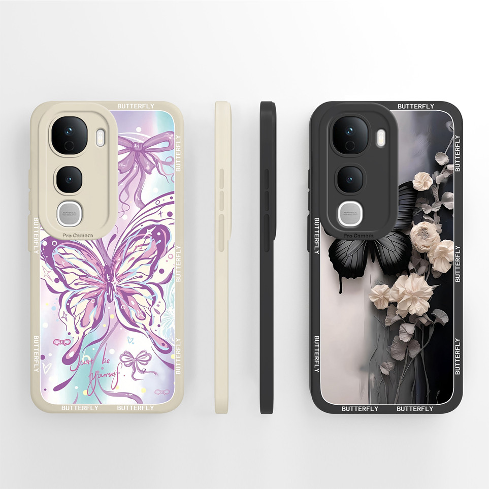 สําหรับ vivo Y400 Y400Pro เคสโทรศัพท์ที่สวยงามผีเสื้อกรณีซิลิโคนอ่อนนุ่มกันกระแทกสําหรับ Y400 Pro ปก